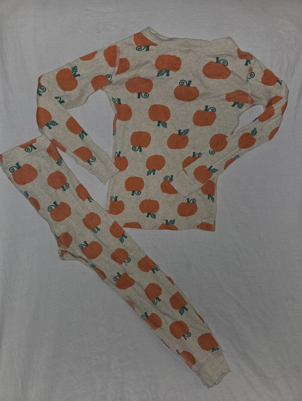 Hanna Andersson Kids Pumpkin Print Pajama Set - Cream & Orange 110/5